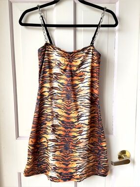 Dolls Kill Animal Print Satin Slip Dress Size Small